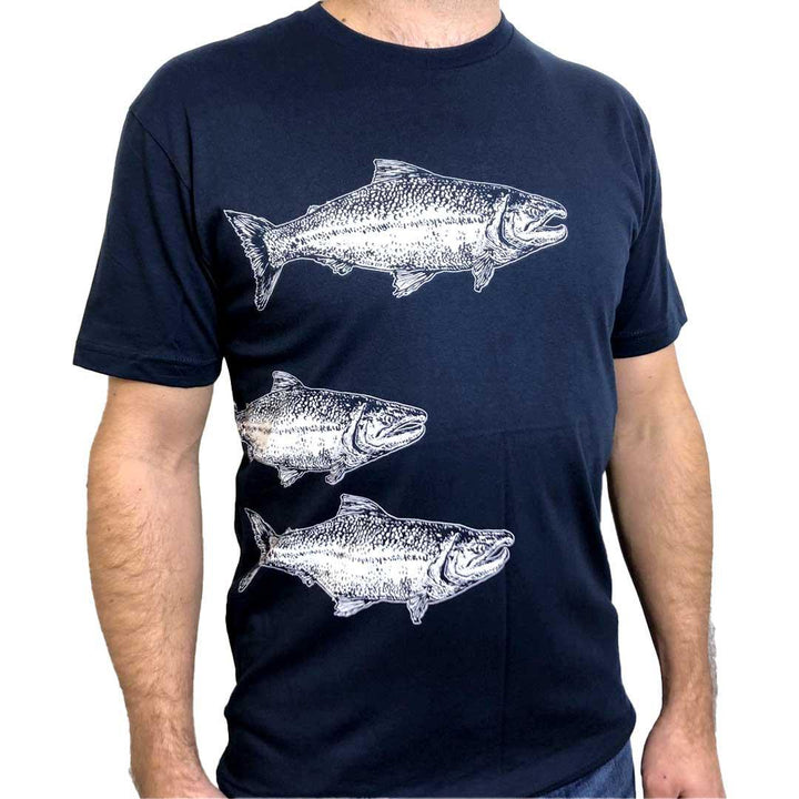 Adult Crew Neck* - Salmon Navy Tee (Small Only) by Slow Loris