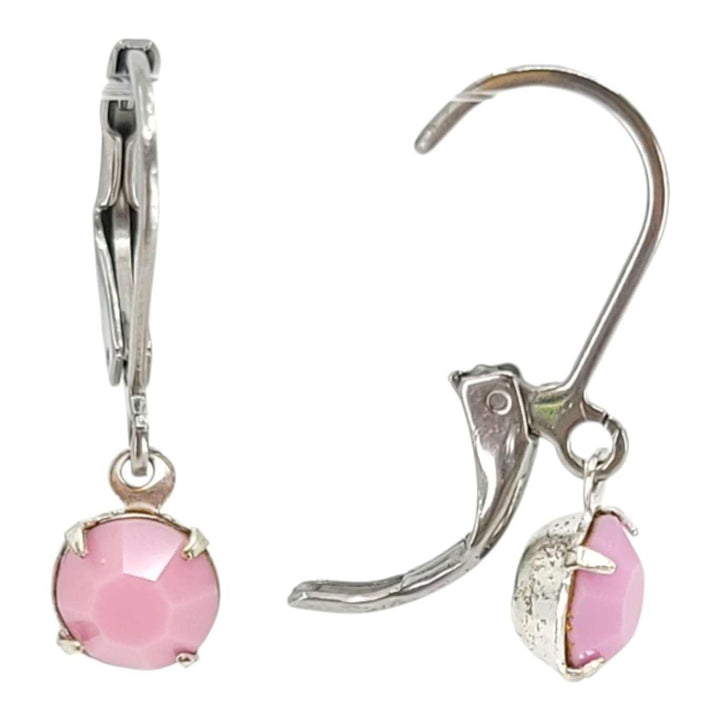 Earrings - Tiny Rhinestone Drops - Pinks (Steel) by Christine Stoll | Altered Relics