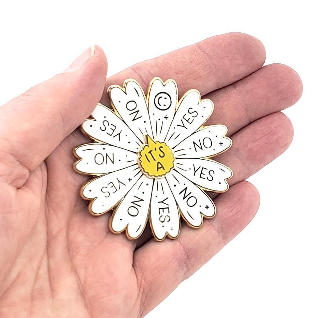 Enamel Pin - Spinning - Yes No Daisy by Occasionalish