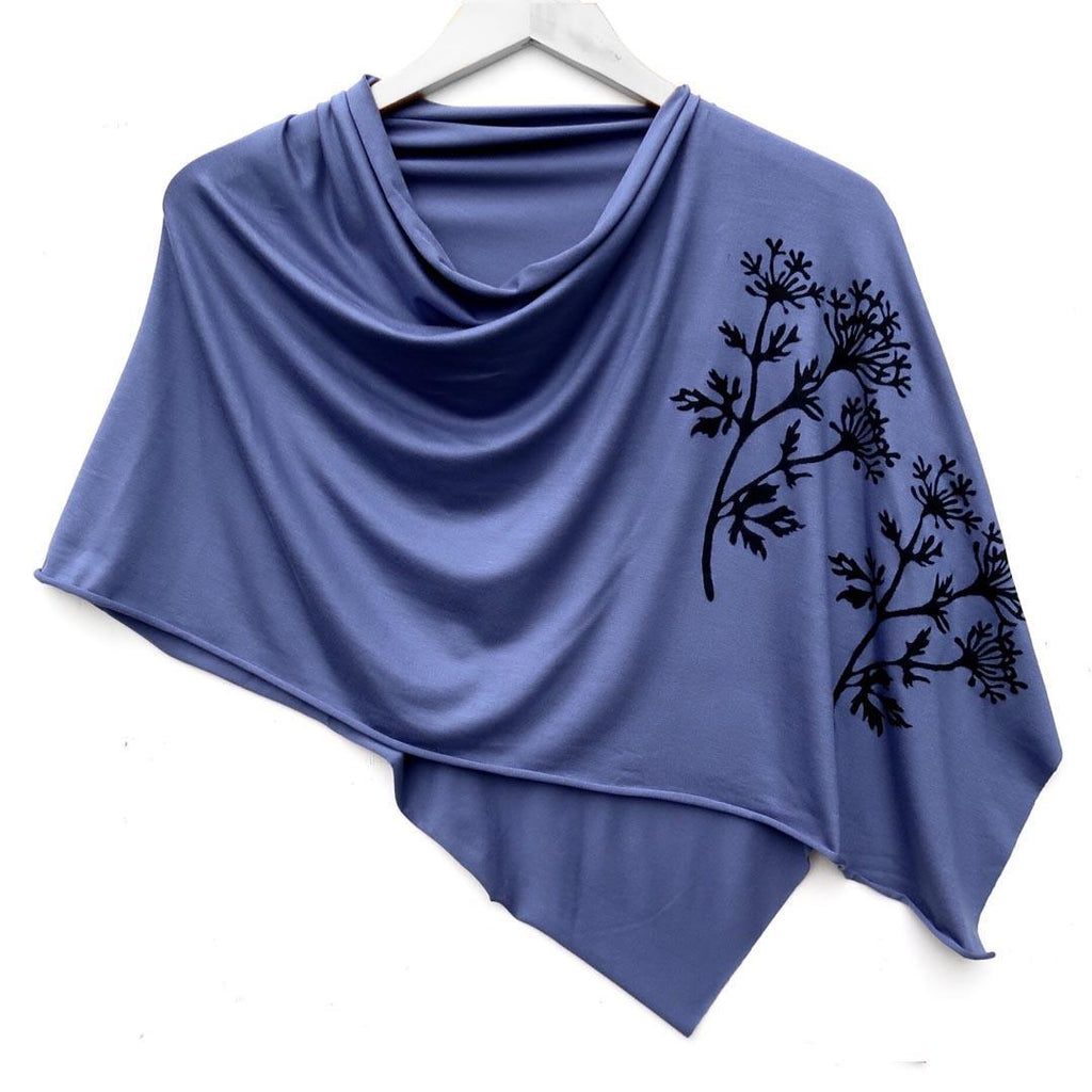 Poncho - Parsley Denim Blue (Black Ink) by Windsparrow Studio