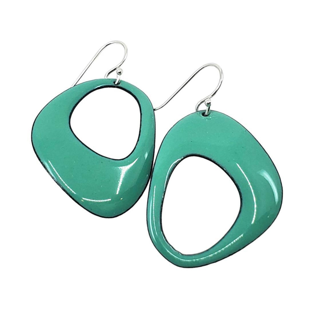 Earrings - Retro Asymmetrical Open (Turquoise) by Magpie Mouse Studios