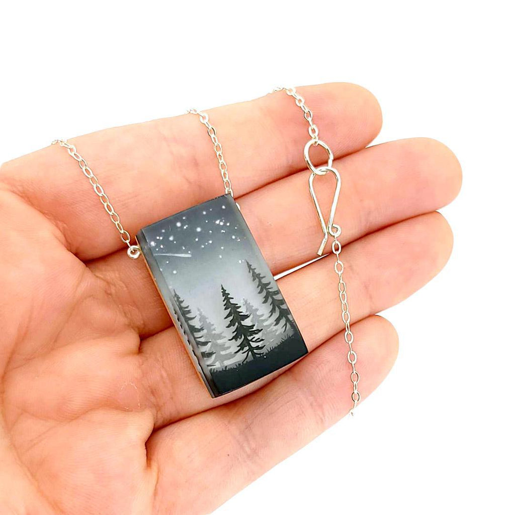 Necklace - Glitter Pines Painted by Fernworks