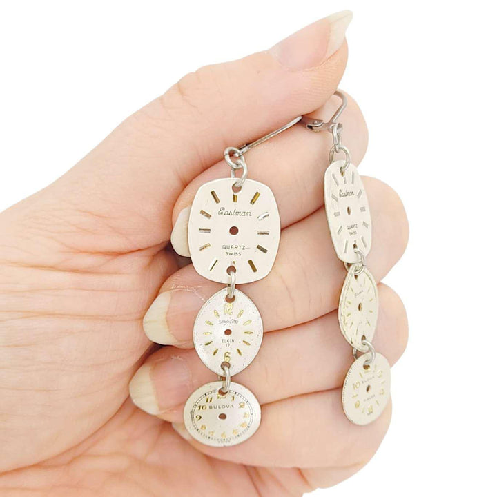 Earrings - Watch Dial Trio - Stainless Steel by Christine Stoll Studio