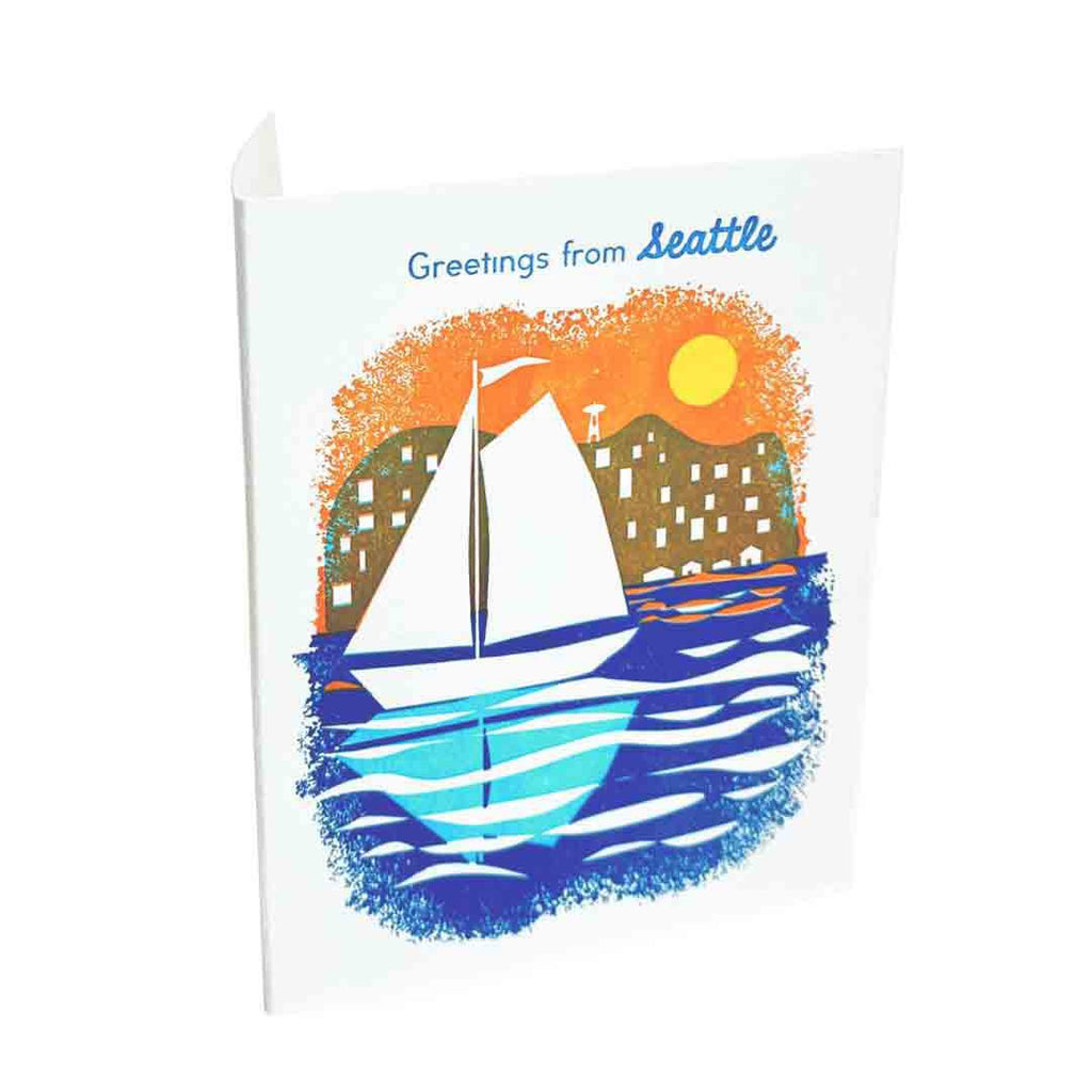 Card - Seattle - Boat Greetings From Seattle by Ilee Papergoods
