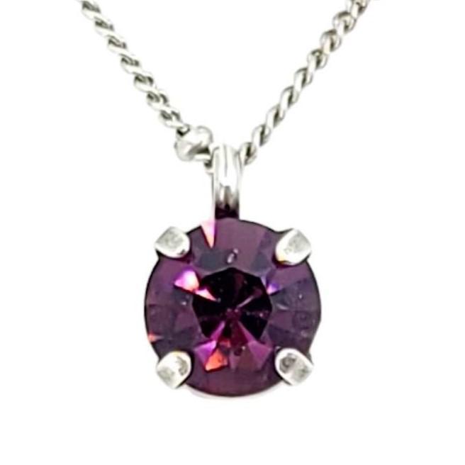 Necklace - Vintage Rhinestone Solitaire in Amethyst Purple by Christine Stoll