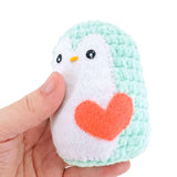 Plush Toy - Small Penguin (Mint with Coral Heart) by Moyo Workshop, image 2 of 6