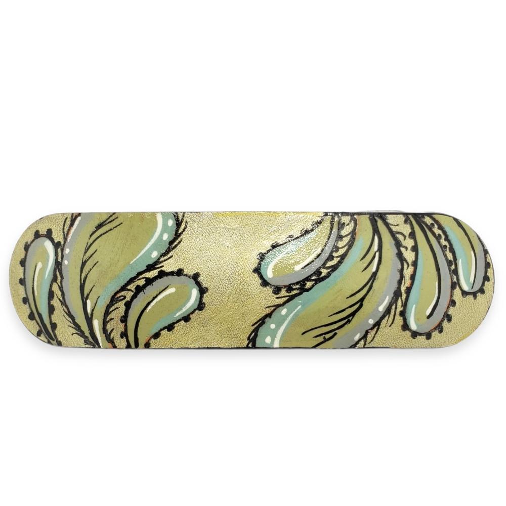 Hair Clip - Victoria Hand-painted Leather by Timmy Mays