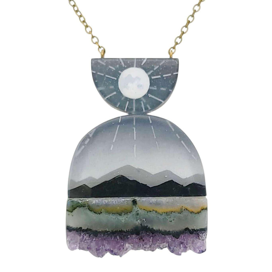 Necklace - Magic Hills Crystal (Gunmetal) by Fernworks, image 1 of 7
