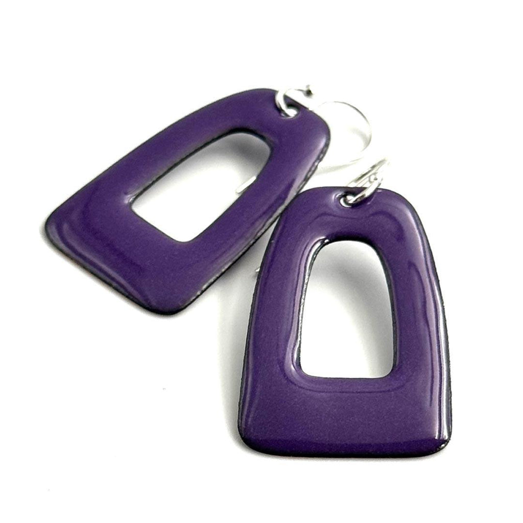 Earrings - Retro Open Rectangle (Iris Purple) by Magpie Mouse Studios