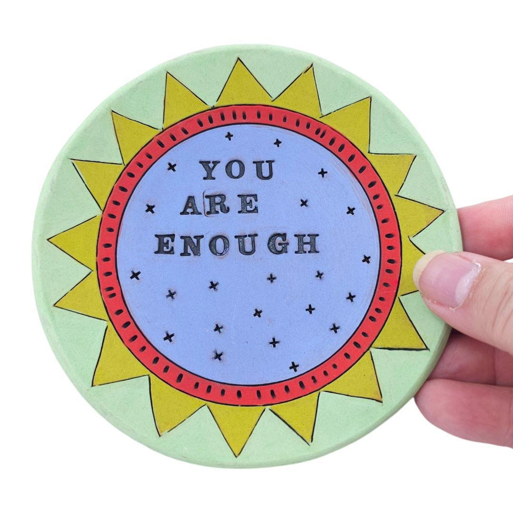 Ring Dish - 5in - You Are Enough (Blue) by Leslie Jenner Handmade
