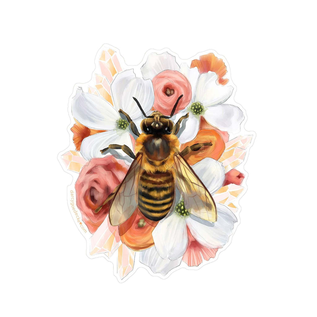 Sticker - 4 in - Honey Bee Vinyl by Darcy Goedecke