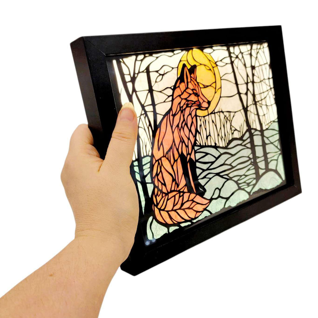 Lightbox - Hand Cut Paper Animal (Fox) by Squirrel Tacos Papercuts