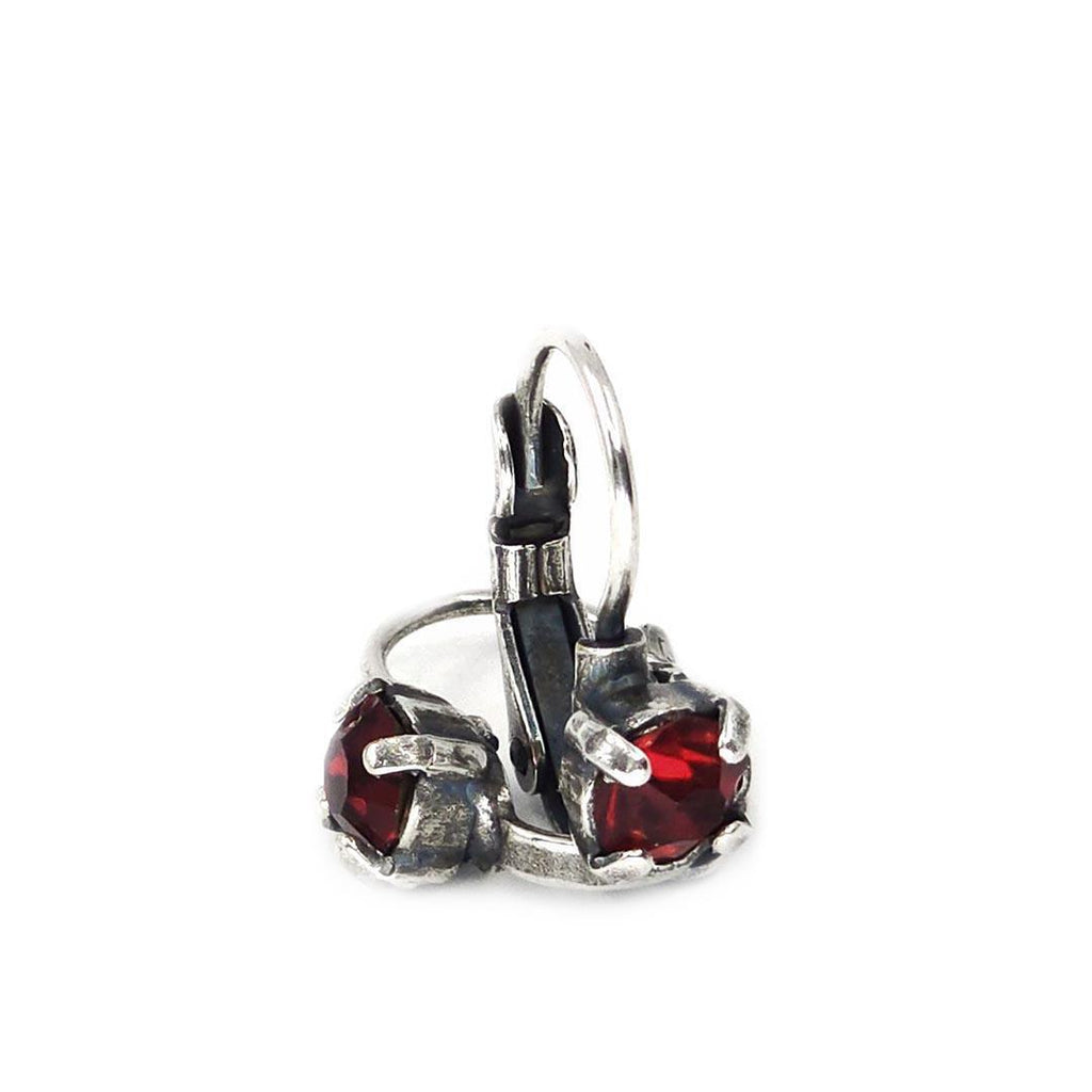 Earrings - Leverback - Tiny Round Rhinestone Siam Ruby Red (Steel) by Christine Stoll | Altered Relics