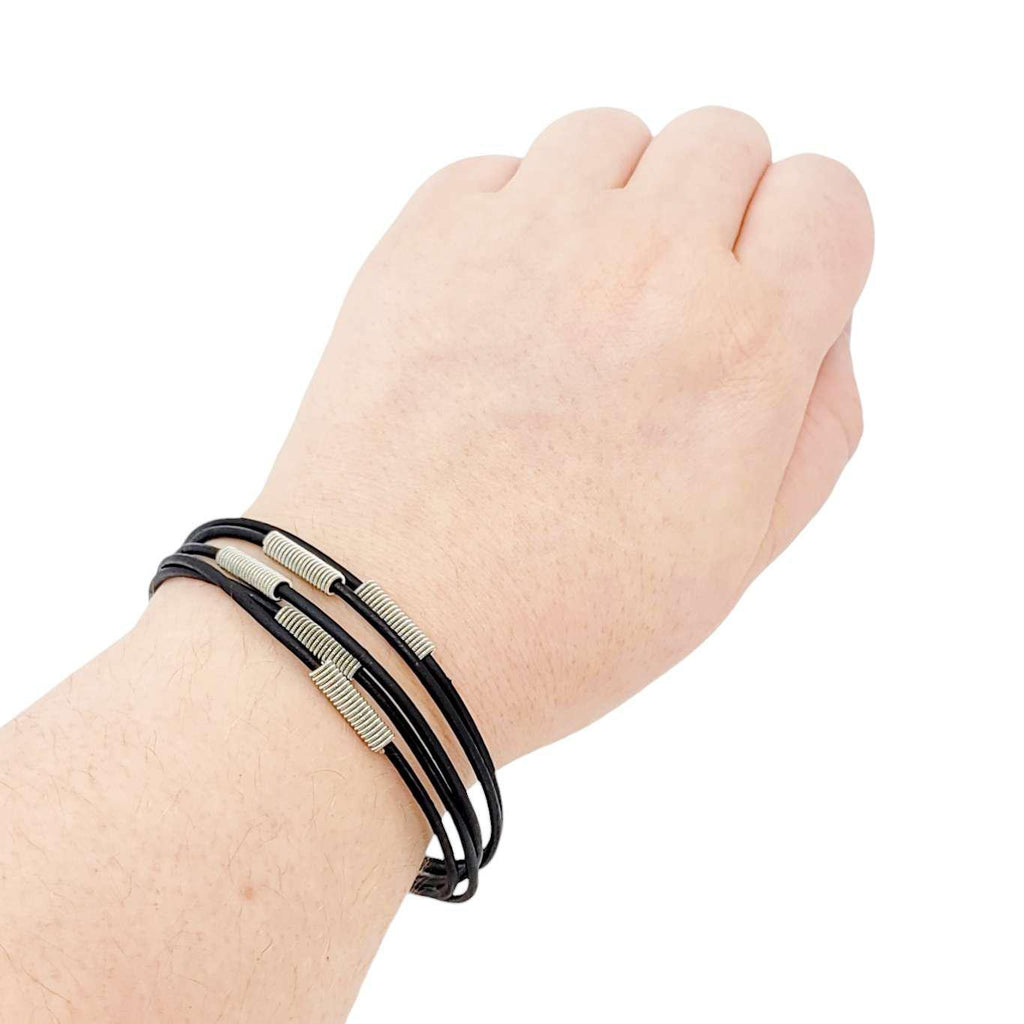 Bracelet - L - Arpeggio Leather (Black) by High Strung Studios