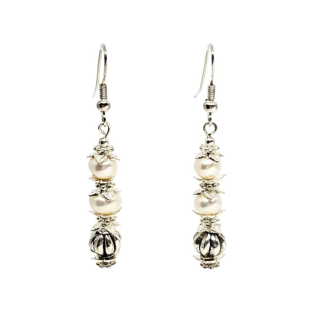 Earrings - Double Freshwater Pearl Drops Silver plate by Tiny Aloha