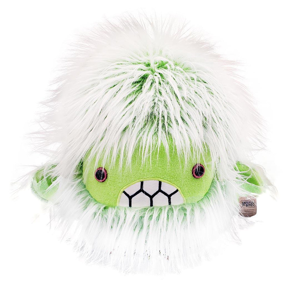 Large Yeti Head  - Green White with Pink Eyes by Careful It Bites