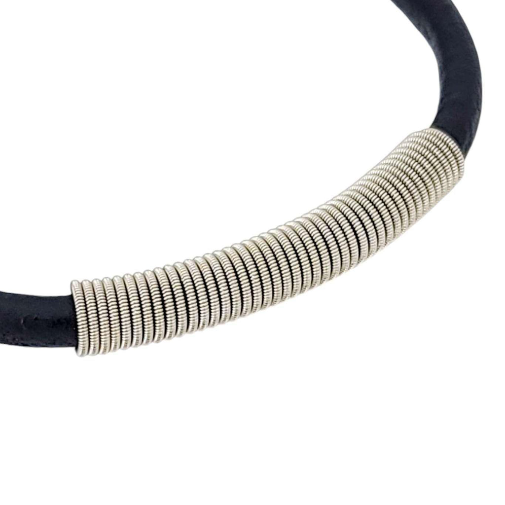 Bracelet - L - Wound Up Leather (Black) by High Strung Studios