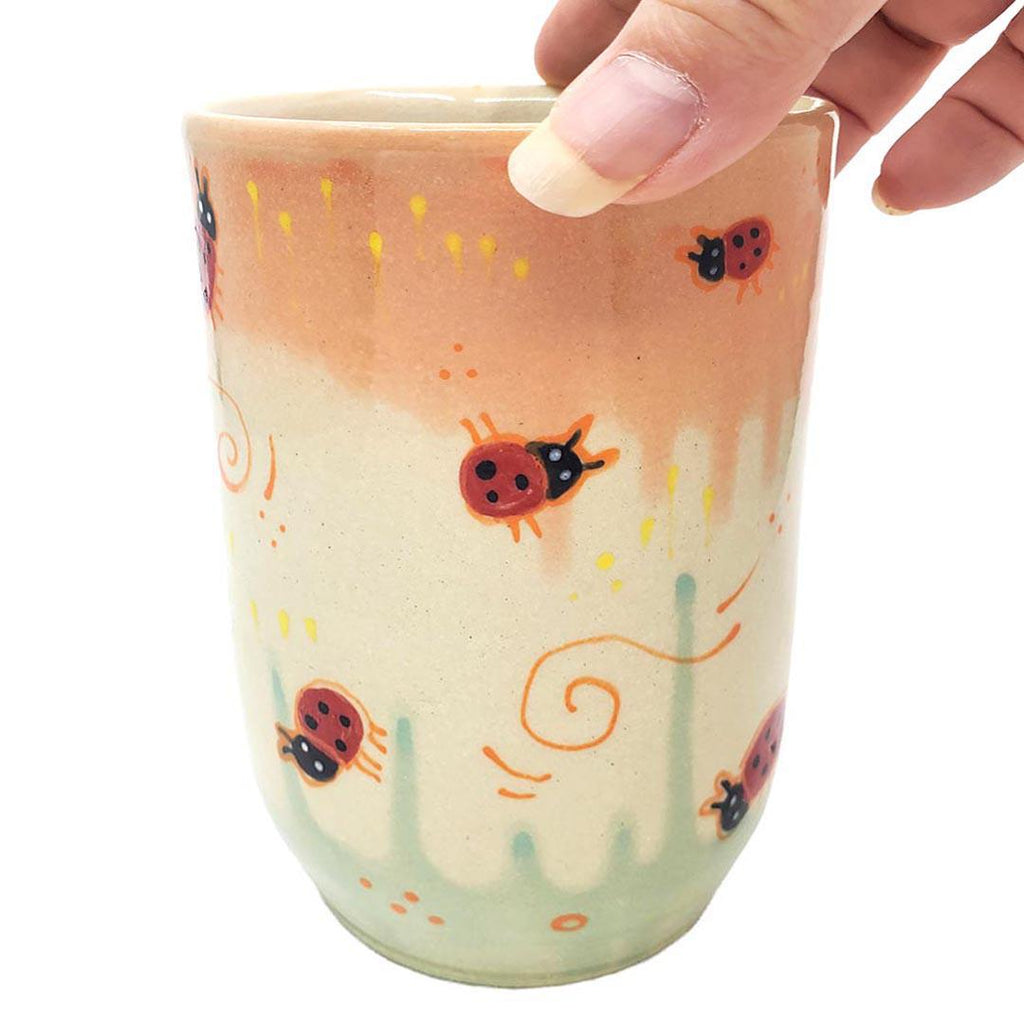 Tall Tumbler - 12 oz - Little Red Ladybugs by Dwadlings