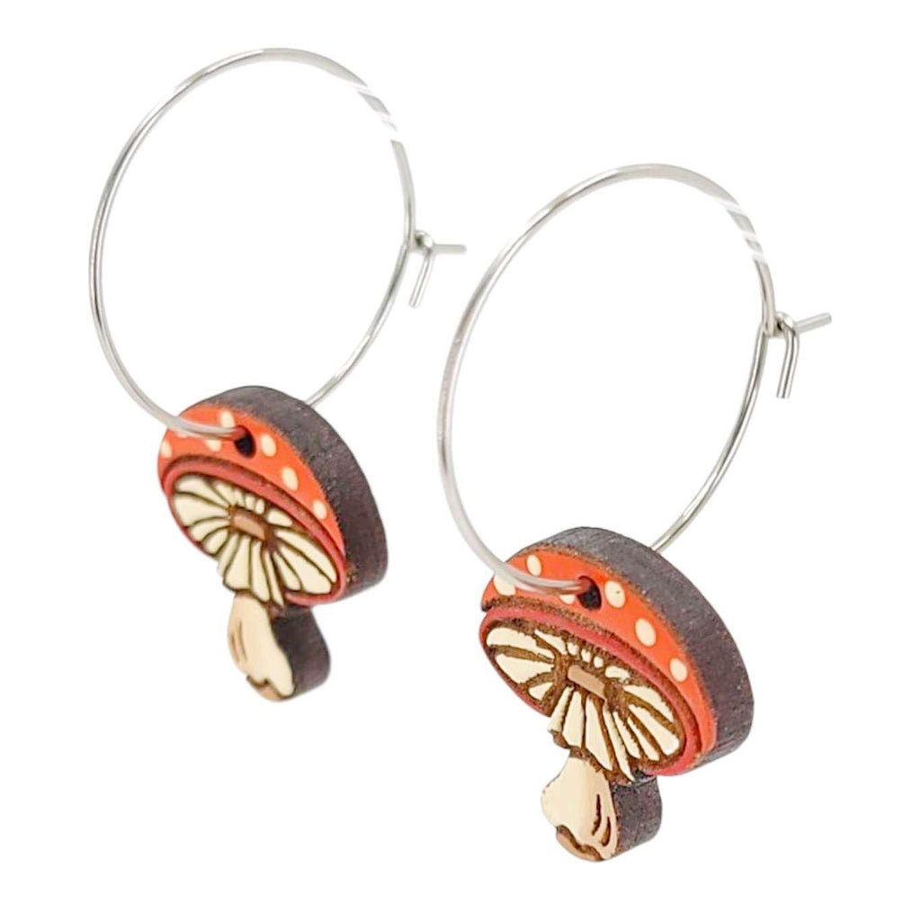 Earrings - Amanita Mini (Silver Hoops) by Fresh Cuttery