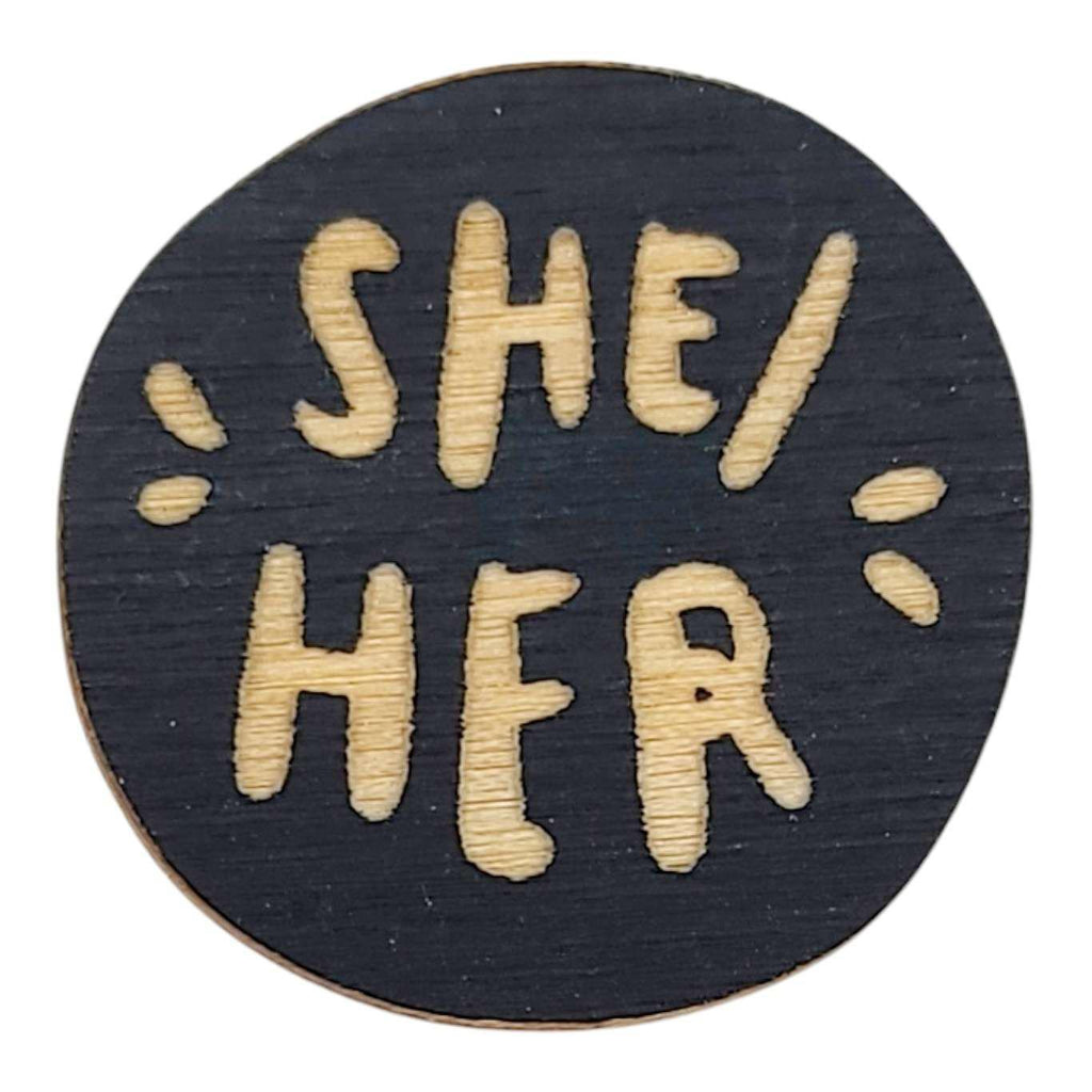 Pronoun Pins - She/Her (Assorted Colors) by SnowMade