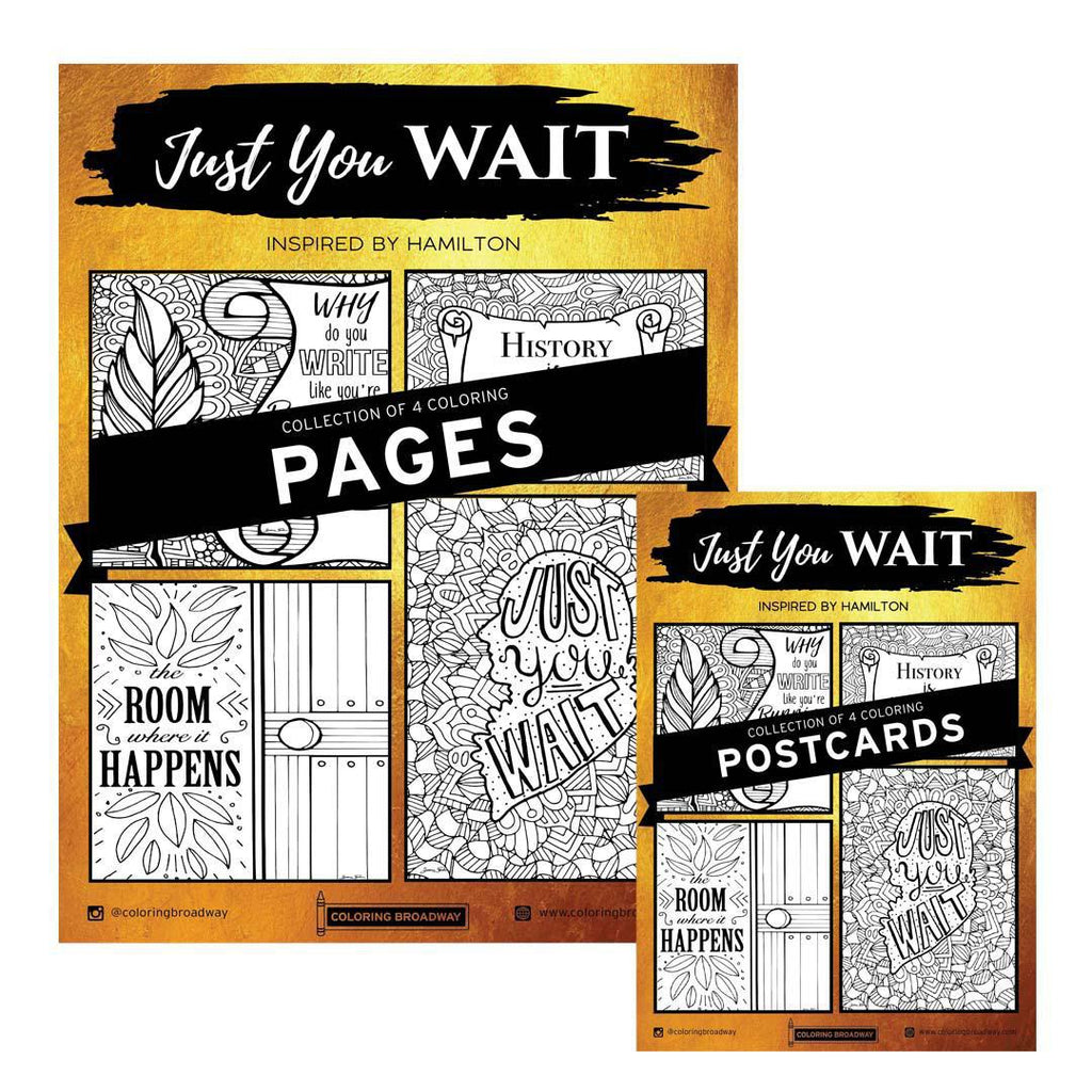 Coloring - Set of 4 - Just You Wait (Pages or Postcards) by Coloring Broadway