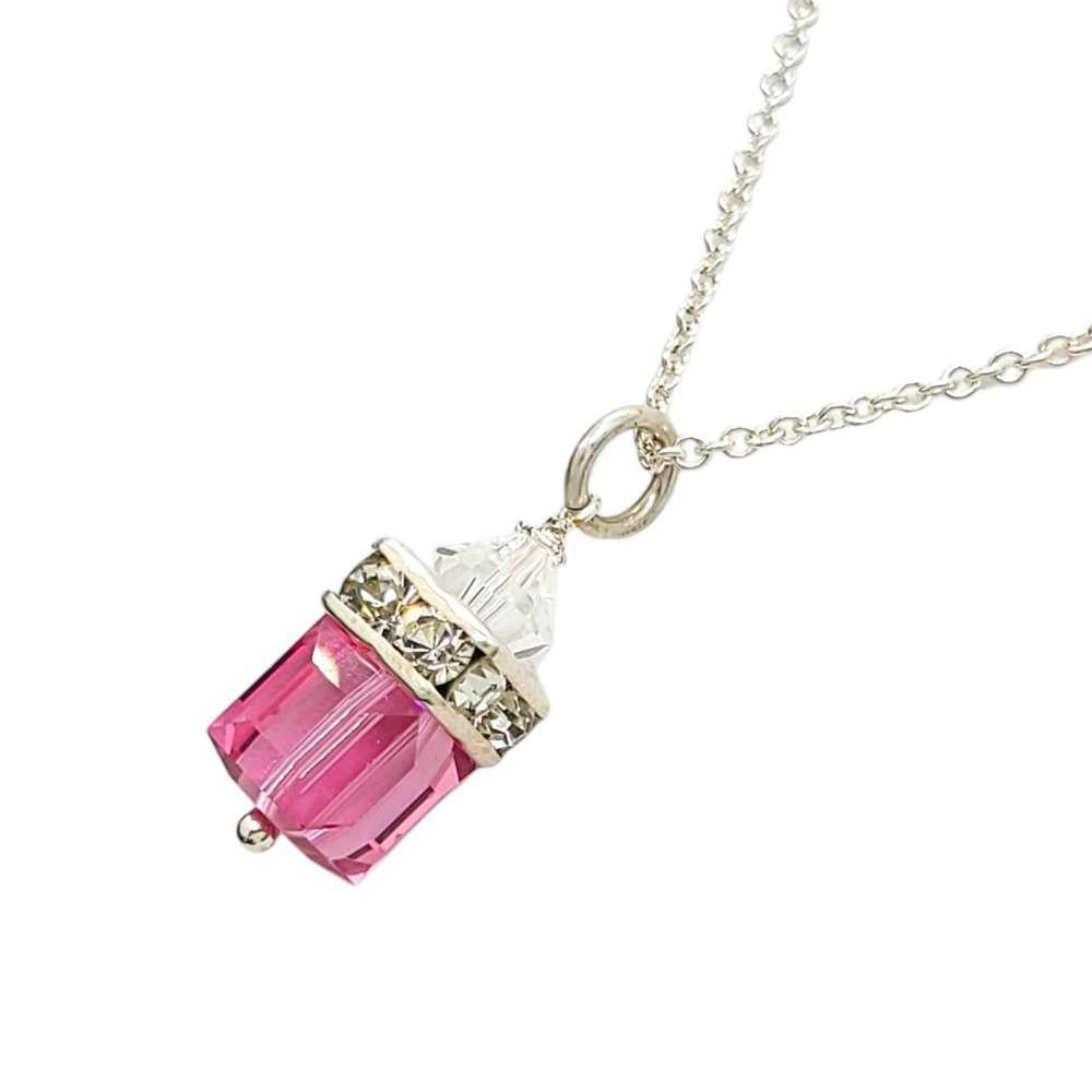 Necklace - Square Rose Crystal with Sterling Sterling by Sugar Sidewalk