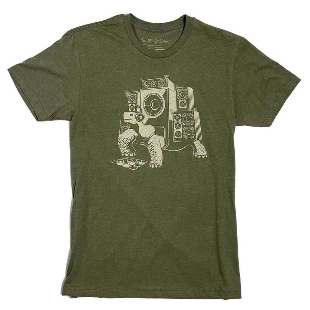 Adult Crew Neck - Slow Beats Olive Green Tee (S - 2XL) by STORY SPARK