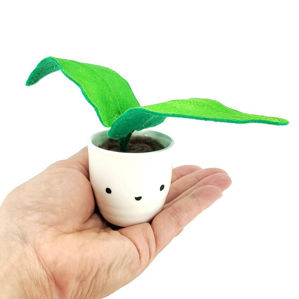 Collectible - Little Sprout Fabric Plant (Big Smile Two Wide Leaves) by World of Whimm