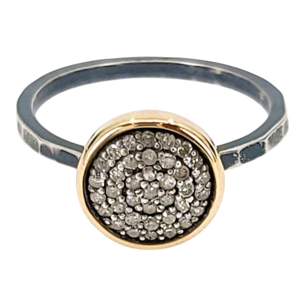 Ring - Size 5, 8 - 10mm Pave Diamond Hammered Band (14k Gold, Sterling Silver, Diamond) by 314 Studio