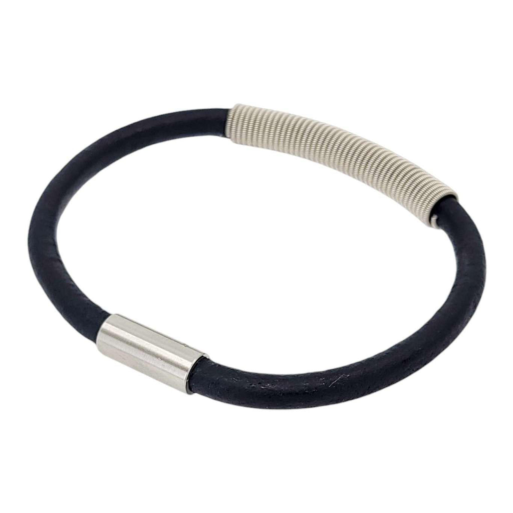Bracelet - L - Wound Up Leather (Black) by High Strung Studios