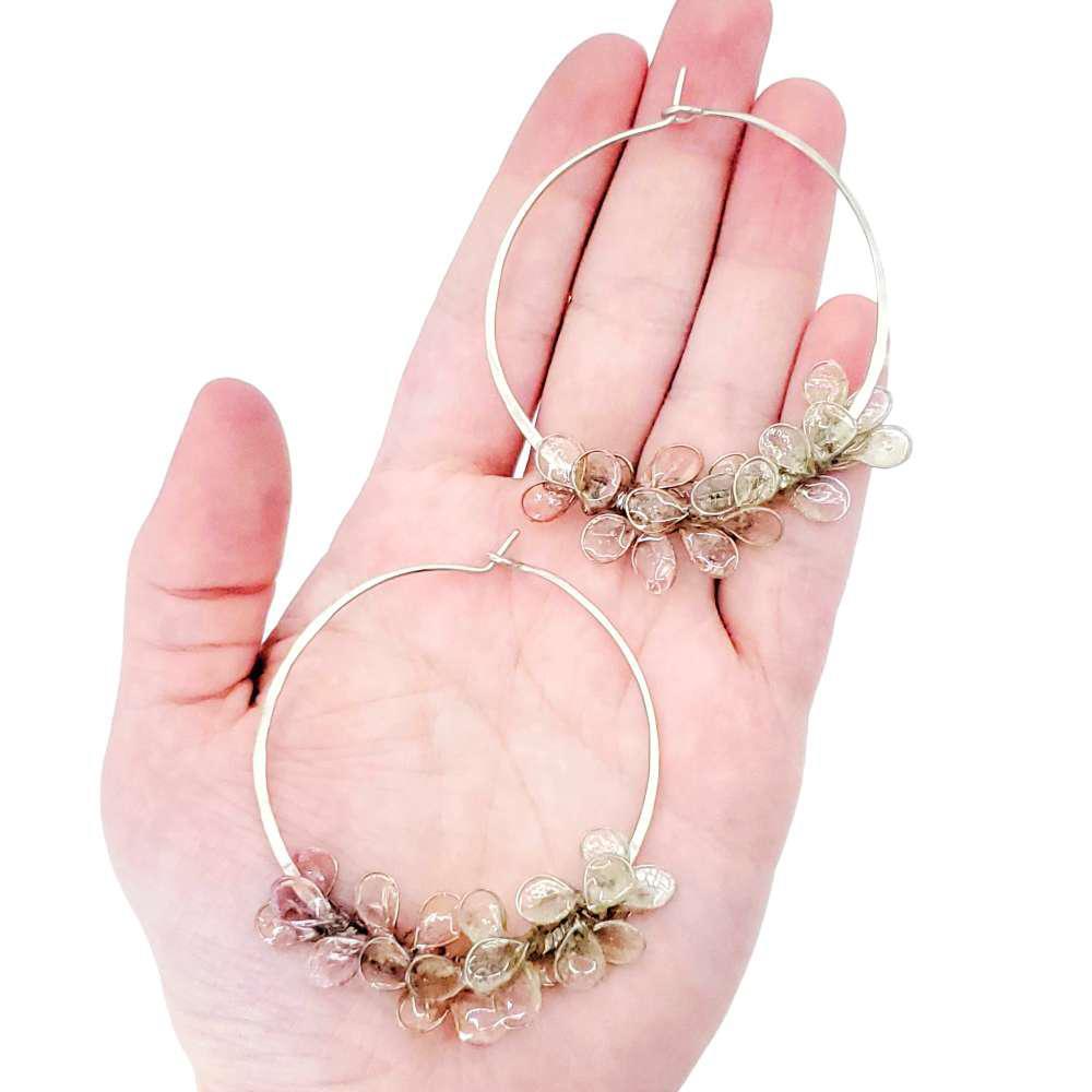 Earrings - Medium Cherry Blossom Silver Hoops (Assorted Colors) by Verso