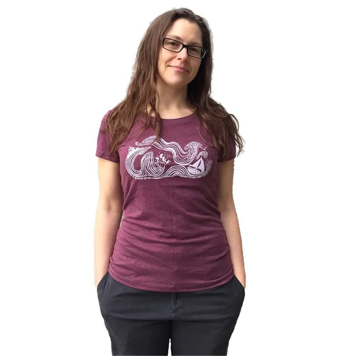 Adult Slim Fit Crew* - Wind And Sea Maroon Tee (S & 2X Only) by Slow Loris