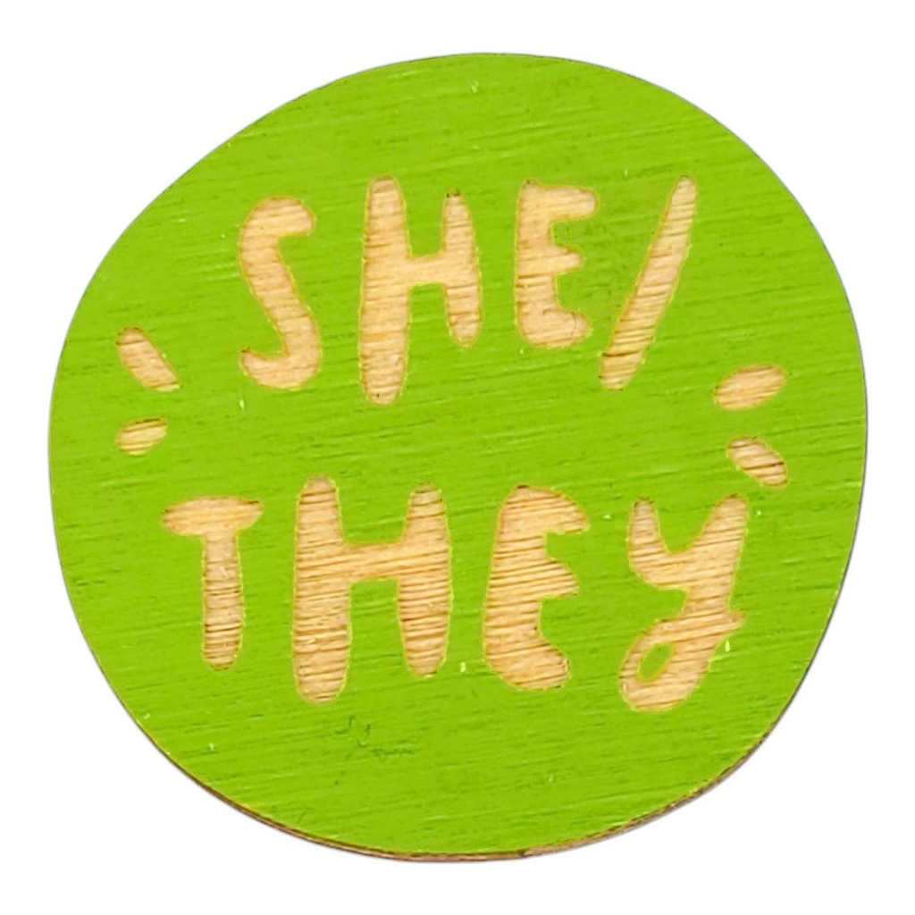 Pronoun Pins - She/They (Assorted Colors) by SnowMade