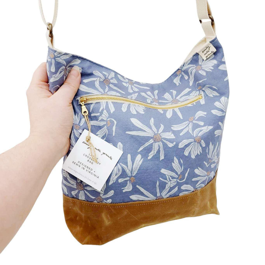 Bag - Large Cross-Body (Blue Daisy) by Emily Ruth Prints