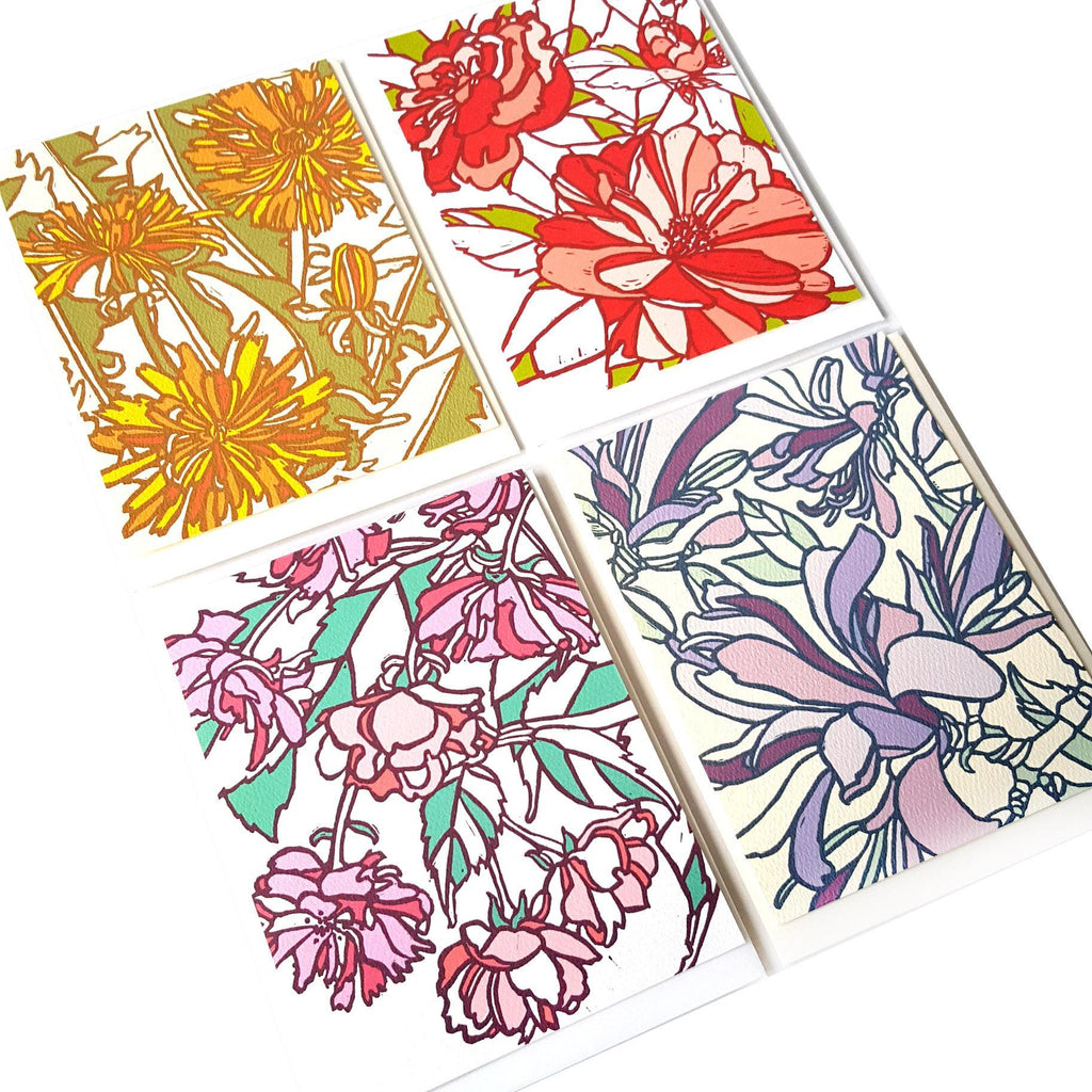 Card Set of 8 - Assorted Flower Cards by Little Green