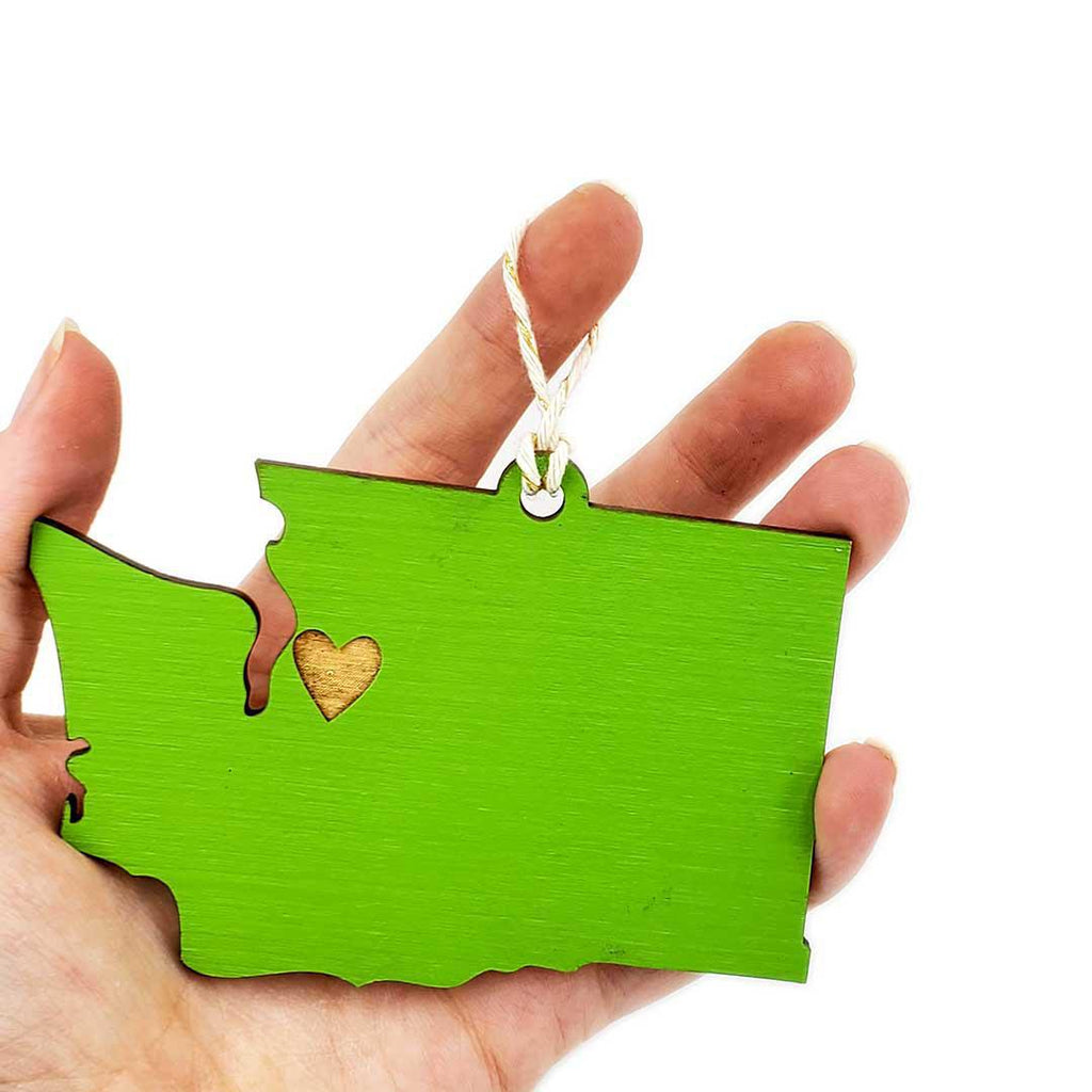 Ornaments - Large - WA State Heart Over Seattle (Assorted Colors) by SnowMade