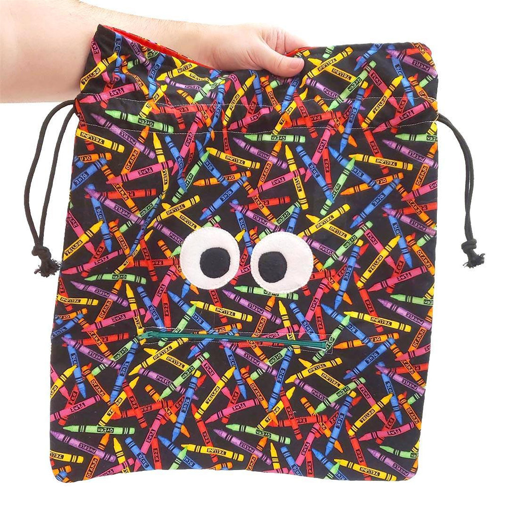 Bag - Chomper Buddy Drawstring (Crayons Red) by Peek A Boo Plush