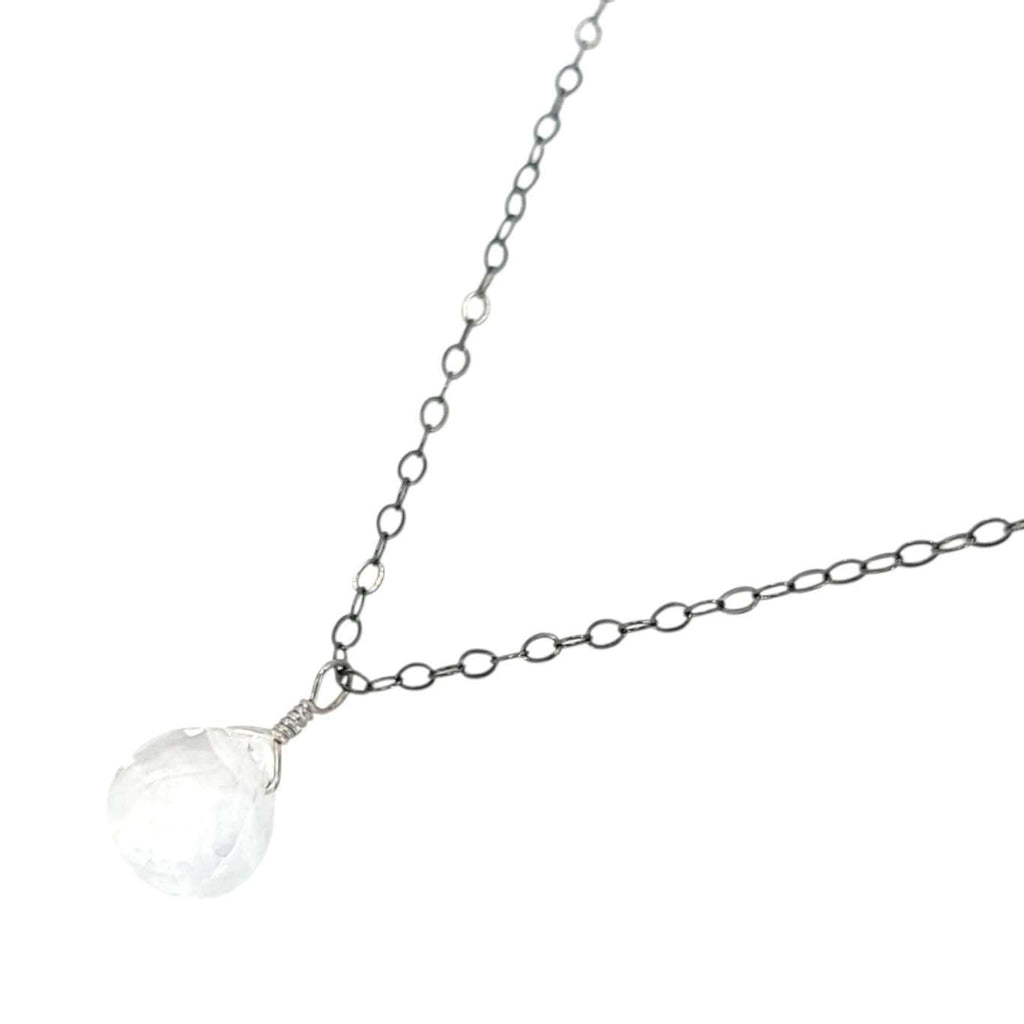 Necklace - Sterling Gemstone Drop (White Topaz) by Foamy Wader