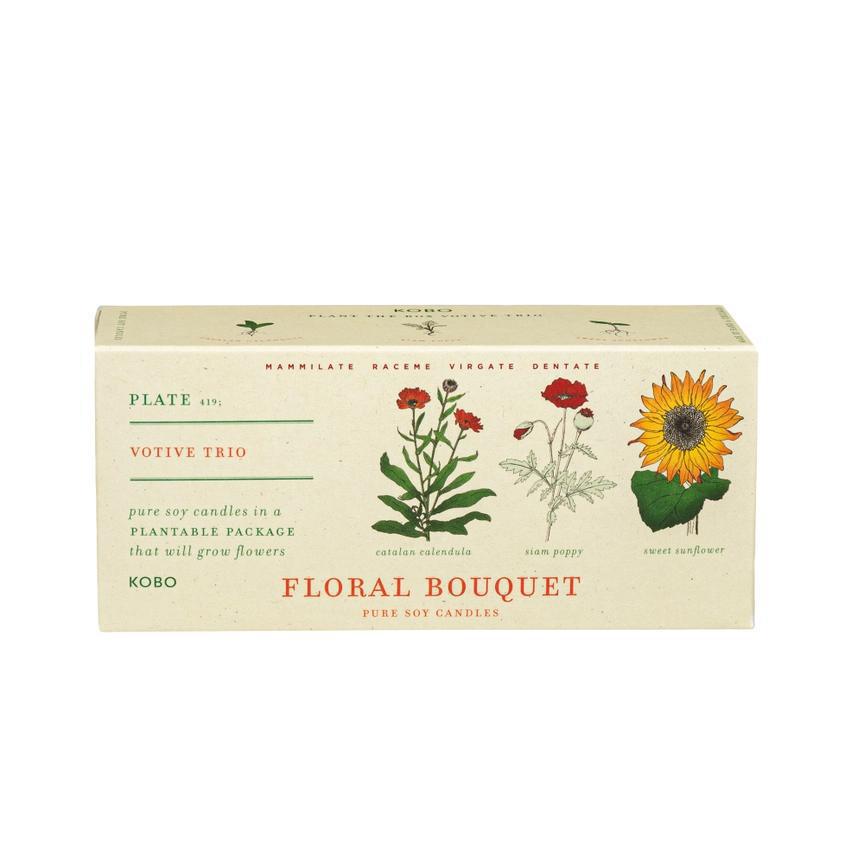 Candle - Floral Bouquet Trio with Plantable Box by KOBO