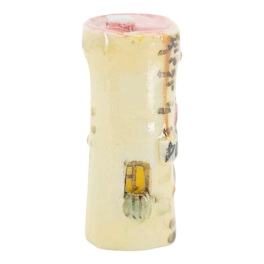 Collectible - Tiny House - Pet Shop (Cream Walls, Pink Roof, Pink Door) by Mist Ceramics