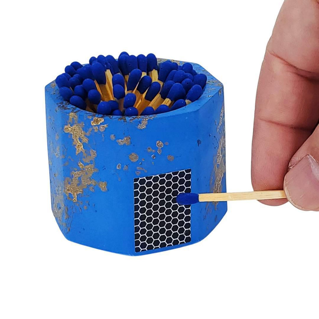Match Holder -  Blue Gold Concrete (Blue Matches) by Tenn Prairie