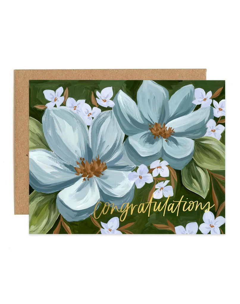 Card - Congratulations - Blue Floral by 1Canoe2