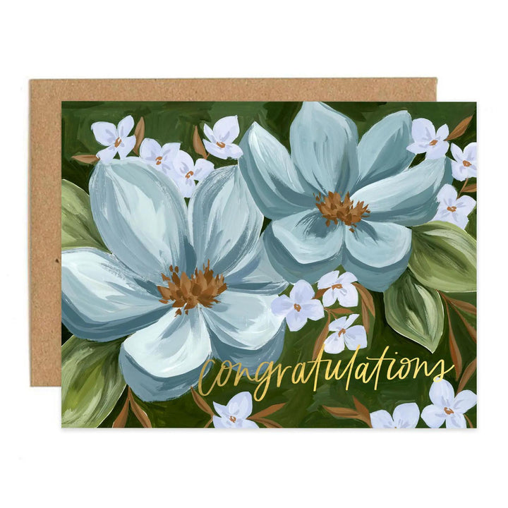Card - Congratulations - Blue Floral by 1Canoe2