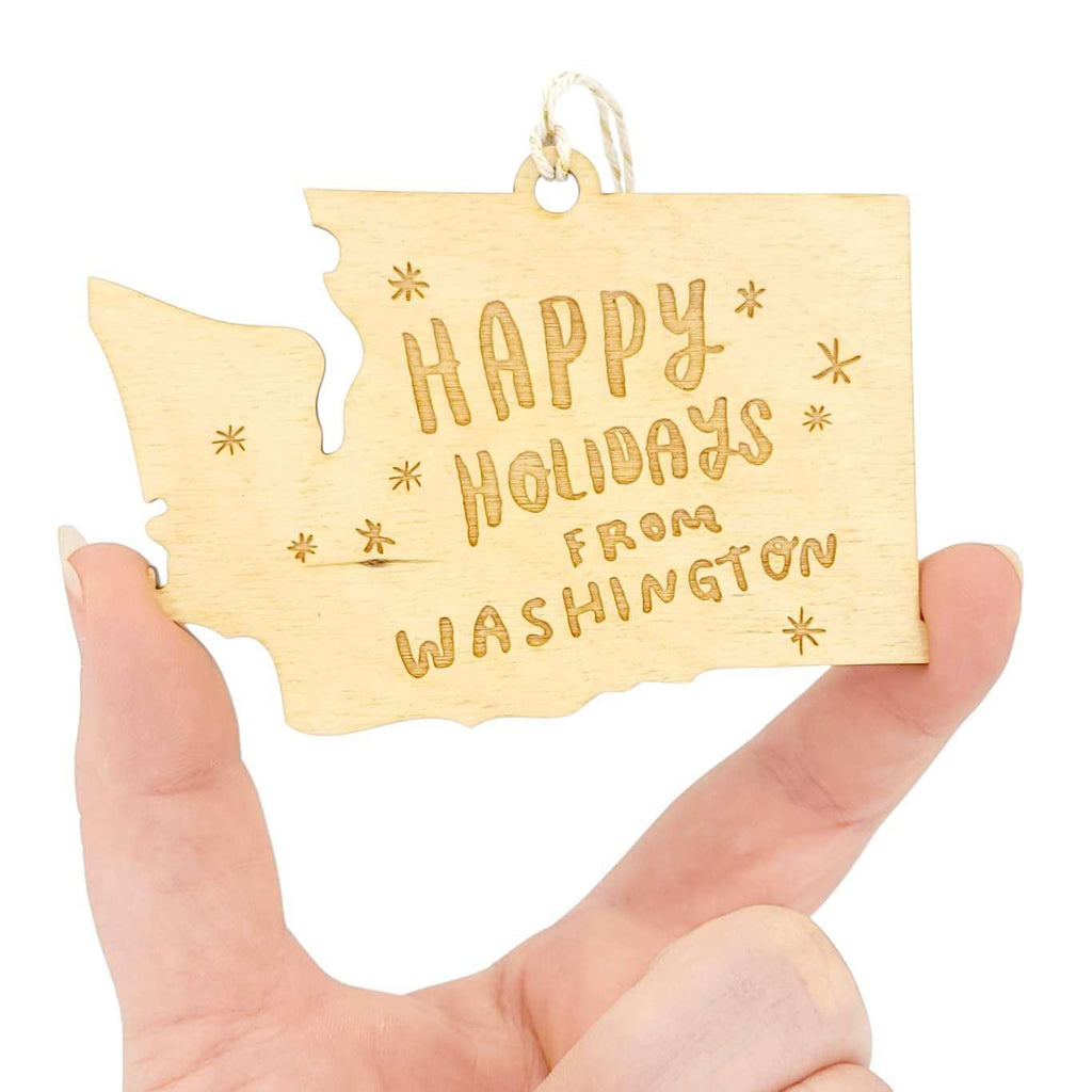 Ornaments - Large - Happy Holidays from Washington State (Assorted Colors) by SnowMade