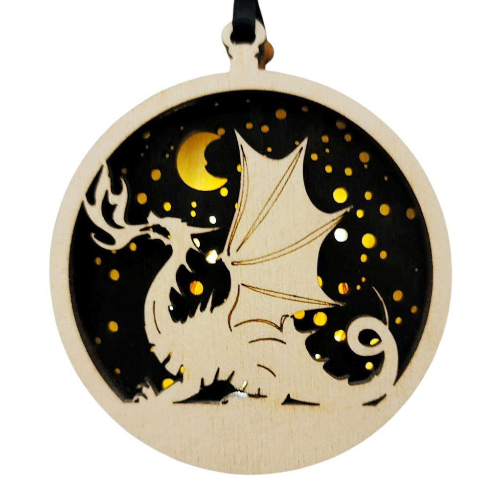 Ornament - Light Up Wood (Dragon) by Squirrel Tacos Papercuts