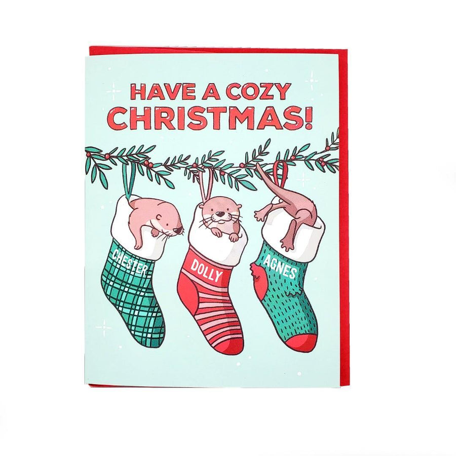 Card - Holiday - Have a Cozy Christmas Otters by Semi Sweet Press, image 1 of 1