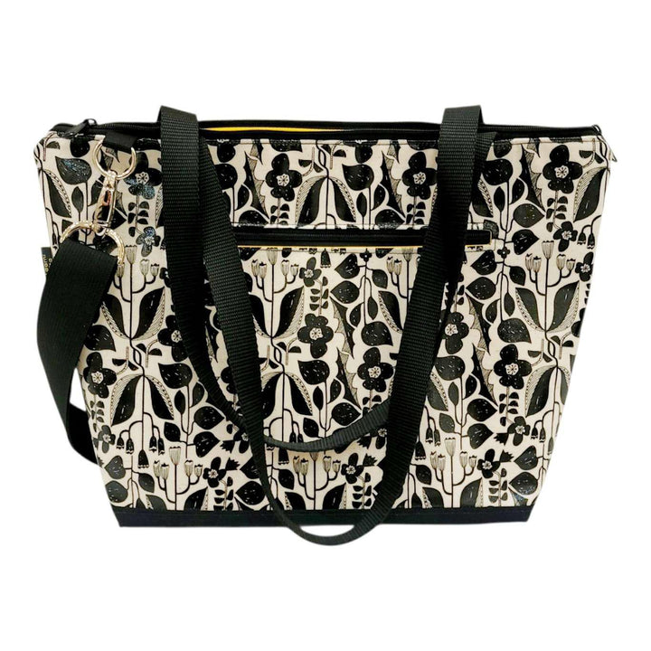 Bag - Convertible Travel Tote (Black Floral on Linen) by Laarni and Tita
