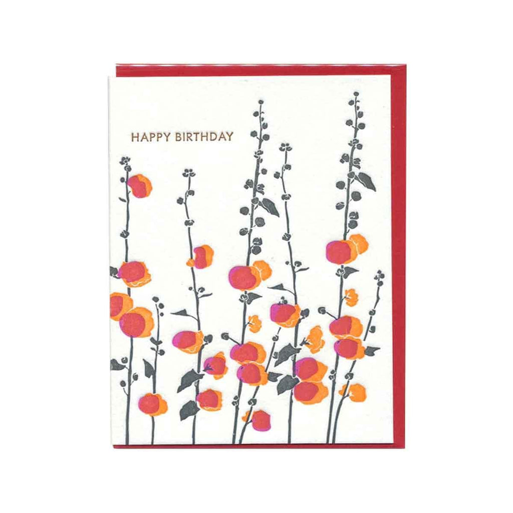 Card - Birthday - Hollyhocks Happy Birthday by Ilee Papergoods