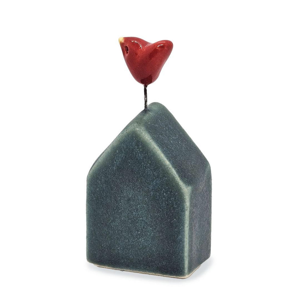 Tiny Pottery House - Teal with Bird (Assorted Colors) by Tasha McKelvey