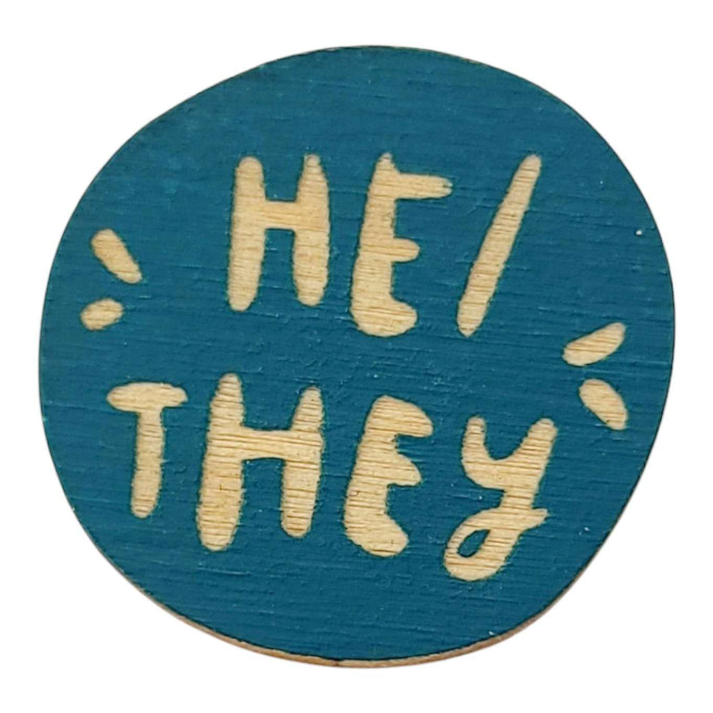 Pronoun Pins - He/They (Assorted Colors) by SnowMade